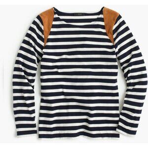 J.Crew striped Suede shoulder T-Shirt